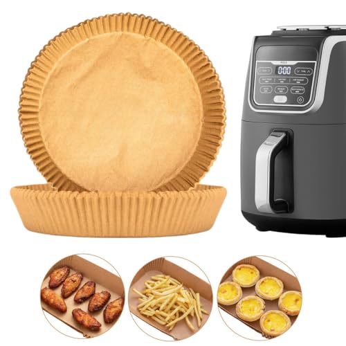 100 Stück Backpapier für Ninja Air Fryer Heißluftfritteuse AF160EU AF100EU, 20cm Rund Papier Einsätze Einweg Antihaft Wasserdicht Ölfest Airfryer Pergamentpapier Liner Zubehör für Air Fryer 4,5L-8L von AromeLivii