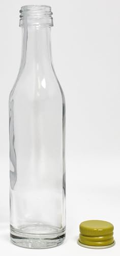 Aromhuset 25 x 40 ml leere Glasflaschen mit Cognac-Hals, kristallklar und hellgrünem Schraubverschluss | transparent | zum Befüllen mit Alkohol, Likören, Schnäpsen, Gewürzen und Dekoration von Aromhuset