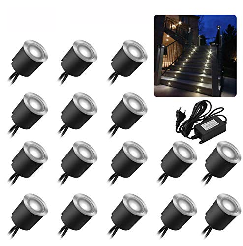 16er Set LED Einbaustrahler led Einbauleuchte Bodeneinbauleuchte Lampe, IP67 wasserdicht 0,6W Ø32mm innen aussen Terrasse Küche Garten Dekolicht 4000K, weiss, 12V von Arotelicht