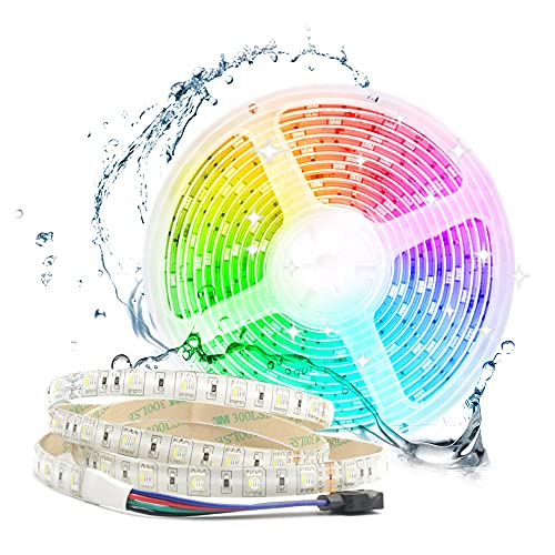 Arote 24V 5M 4 in1 LED Streifen RGBCW IP65 wasserdicht 5050SMD 300leds RGB+kaltweiss LED Streifen LED Band 300 LEDs Lichterkette Lichtleiste Deko Lichter Treppenlicht, 60LEDs/M, 5M von Arotelicht