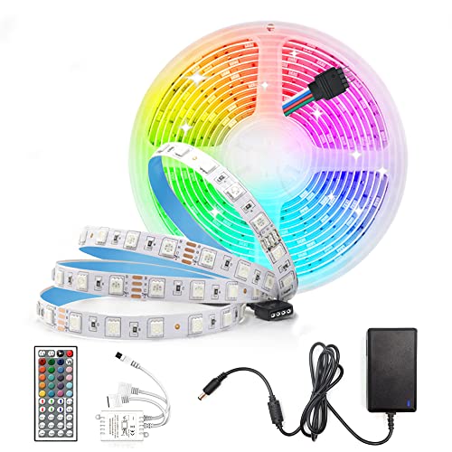 Arote 24V LED Strip Kit 300LEDs 5M 5050SMD 60leds/M RGB Streifen Lichtband Band Leiste Lichterkette Lichtleiste Innen Deko, IP20 nicht wasserdicht mit Netzteil & Controller von Arotelicht