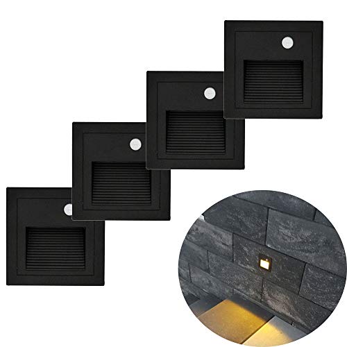 Arote 3W LED Treppenbeleuchtung Treppen-Leuchte 230V IP65 wasserdicht Quadratische Einbauleuchte Einbaustrahler Stufenbeleuchtung Treppenlicht Stufenlicht Beleuchtung Flurleuchte Nachtlicht Lampe Alu von Arotelicht