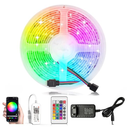 Arotelicht 12V 5M LED Streifen WiFi RGB Strip Kit,mit Netzteil&Controller 150LEDs 5050SMD Smart RGB Stripe Lichtleiste Kompatibel mit Alexa,Google Home Smartphone für Haus,Party,Hochzeit,Dekoration von Arotelicht