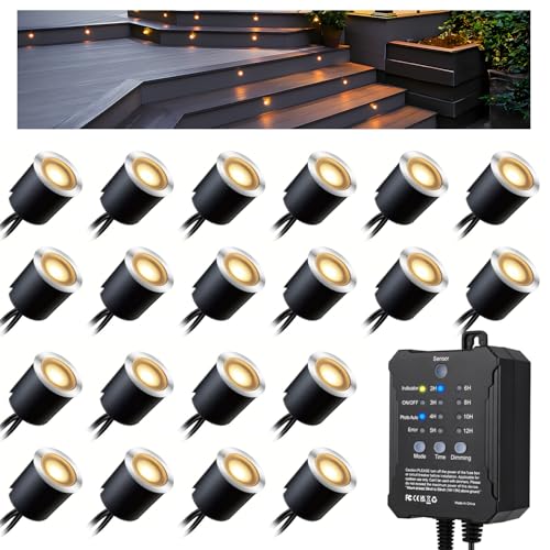 Arotelicht 20er LED Bodeneinbaustrahler Dimmbar Aussen 0,6W Warmweiß mit Timer und Photozellensensor 12V Transformator Ø32mm Terrassen Einbaustrahler IP67 Wasserdicht Garten Balkon Einbauleuchte Arotelicht 20er LED Bodeneinbaustrahler Dimmbar Aussen 0,6W Warmweiß mit Timer und Photozellensensor 12V Transformator Ø32mm Terrassen Einbaustrahler IP67 Wasserdicht Garten Balkon Einbauleuchte von Arotelicht