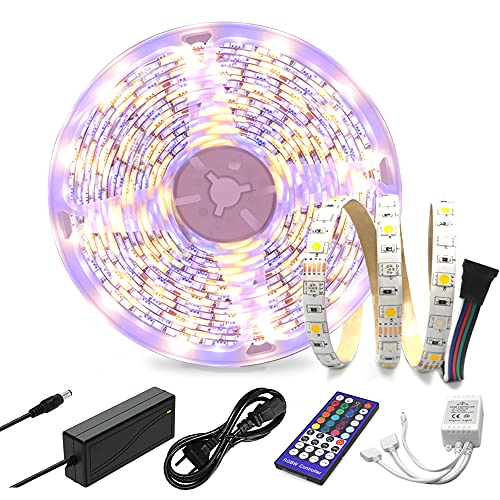 Arotelicht 5M 12V Led strip RGBW wasserdicht LED Streifen dimmbar Farbwechsel LED Band 5050SMD RGB+warmweiß 300LEDs Lichterkette mit Controller Adapter für Zuhause, Zimmer, Party, Hochzeits von Arotelicht