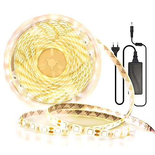 Arotelicht 5M LED Streifen IP65 wasserdicht Kit 4000K Neutralweiß 12V 300LEDs mit Netzteil 5050SMD LED Leiste Strip Stripe Band Streifen Lichtleiste Lichterkette Lichter 60LEDs/M von Arotelicht