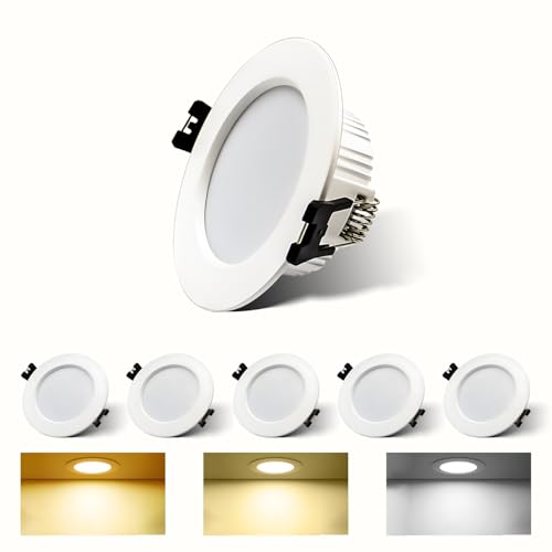Arotelicht 5W LED Einbaustrahler Flach 230V 6er LED Spot Warmweiß Neutralweiß Kaltweiß, IP20 Einbauspot Downlights, Ø75-80mm LED Deckenstrahler Deckenspots für Badezimmer, Küche, Wohnzimmer von Arotelicht