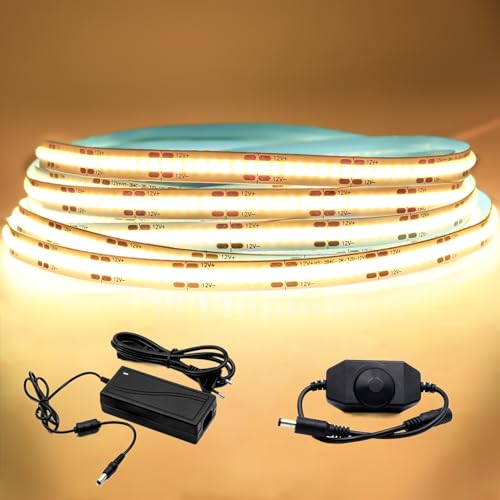 Arotelicht 5m COB LED Streifen 12V COB LED Strip warmweiß 3000K LED Licht Band Dimmbar 320LEDs/m Hohe Dichte mit Dimmer Adapter IP20 für Schlafzimmer Küche Home Innendekoration Arotelicht 5m COB LED Streifen 12V COB LED Strip warmweiß 3000K LED Licht Band Dimmbar 320LEDs/m Hohe Dichte mit Dimmer Adapter IP20 für Schlafzimmer Küche Home Innendekoration von Arotelicht