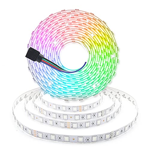 Arotelicht LED Streifen RGB 24V 5m led Band Flexibles LED Strip Dimmbar SMD5050 300Leds Farbwechsel Lichtband IP20 Ohne-Netzteil schneidbar Selbstklebend LED Band für Innendekoration von Arotelicht