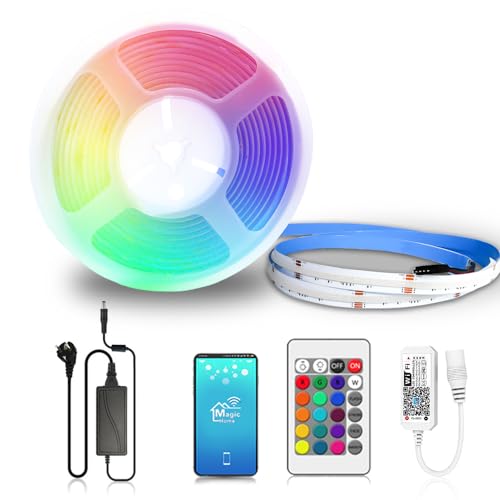 Arotelicht COB RGBW LED Streifen WIFI 24V 5M Kit LED Band RGBWW LED Strip LED Lichtleiste 784LEDs/M RGB+Warmweiss mit Smart WLAN Ferbedienung, Kompatibel mit Alexa,Google Home,Deko für Haus,Party,Bar von Arotelicht