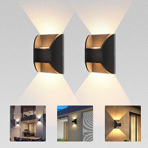 Arotelicht LED Wandleuchte 2er, 6W Wandbeleuchtung Innen/Außen Wandlampe IP65 Wasserdicht Aluminium, Außenwandleuchten Wandlampe, Warmweiß 3000K,Schwarz für Wohnzimmer, Flur, Balkon, Treppen von Arotelicht
