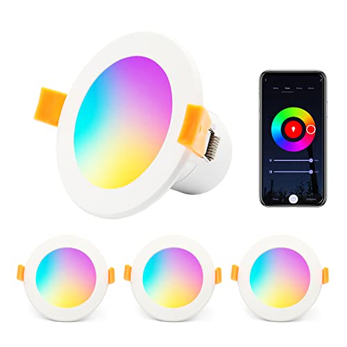 Arotelicht WIFI Bluetooth LED RGB Einbaustrahler 4 x 5W warmweiß kaltweiß Deckenstrahler Deckenspots Dimmbar 230V Kompatibel mit Alexa Google Home von Arotelicht