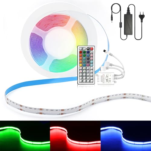 COB LED Streifen 12V 2M RGB IR Kit Dimmbar COB LED Strip, Arote RGB COB LED Band mit 44key Controller und Netzteil, 576LEDs/M LED Lichtband Farbwechsel, für Schlafzimmer Küche Home Innendekoration von Arotelicht