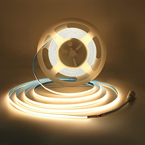 COB LED Streifen 24V warmweiß 3000K 5m, Arote COB LED Strip LED Band 5mm Breite Dimmbar Hohe Dichte Licht DIY 384LEDs/m ohne Netzteil IP20 für Schlafzimmer Küche Home Innendekoration von Arotelicht