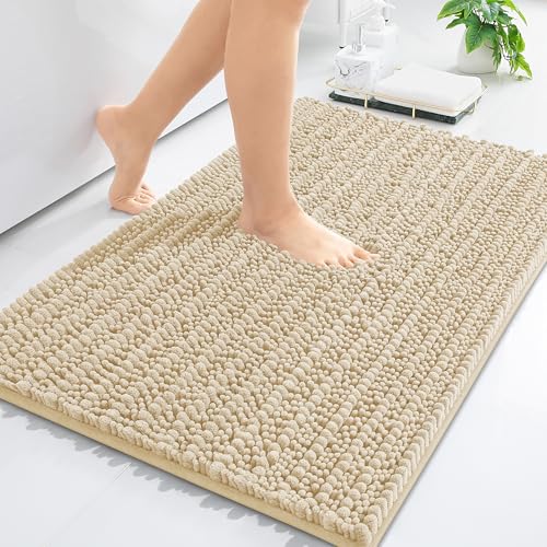 Arotive Luxuriöser Chenille-Badezimmerteppich, extra weich, dick, saugfähig, zottelig, rutschfest, maschinenwaschbar, trocknergeeignet, Plüsch-Badematten für Badezimmer, Dusche und Badewanne, 61 x 40 von Arotive