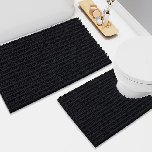 Arotive Luxuriöses Chenille-Badezimmerteppich-Set, 2-teilig, extra weich, saugfähig, zottelig, Badematte und U-förmiger Kontur-WC-Teppich, rutschfest, maschinenwaschbar, trocken, Badematten-Set für Arotive Luxuriöses Chenille-Badezimmerteppich-Set, 2-teilig, extra weich, saugfähig, zottelig, Badematte und U-förmiger Kontur-WC-Teppich, rutschfest, maschinenwaschbar, trocken, Badematten-Set für von Arotive