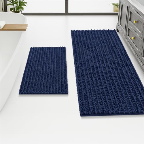 Arotive Luxuriöses Chenille-Badezimmerteppich-Set, 2-teilig, extra weich, saugfähig, zottelig, rutschfest, maschinenwaschbar, trockene Badematten für Badezimmer, Dusche, Waschbecken und Badewanne von Arotive