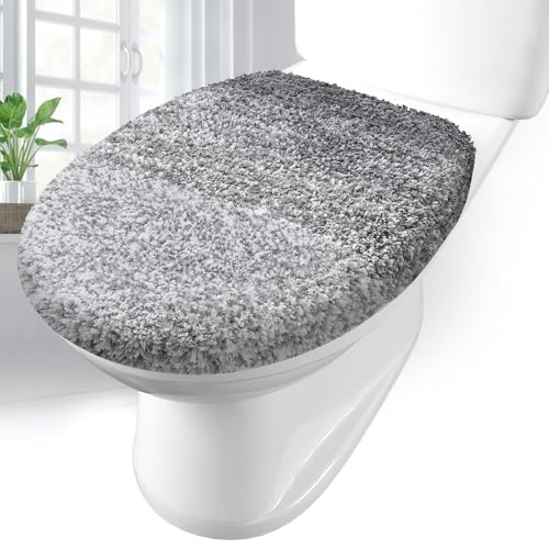 Arotive Weicher Mikrofaser-Badezimmer-WC-Deckelbezug, maschinenwaschbar, 44 x 38 cm, bleibt an Ort und Stelle, Gummi-Rückseite, passend für die meisten runden, länglichen und länglichen Deckel von Arotive