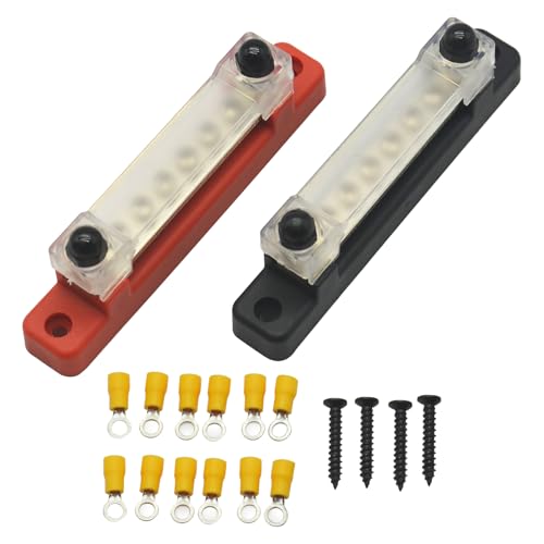 Arotzelox 2 Stück Klemmenblock, 12 V, Universalverteilung, 150 A, Busbar, Verteilerblock M6 x 2 M4 x 6, für Auto, Wohnmobil, Yacht, Boot Arotzelox 2 Stück Klemmenblock, 12 V, Universalverteilung, 150 A, Busbar, Verteilerblock M6 x 2 M4 x 6, für Auto, Wohnmobil, Yacht, Boot von Arotzelox