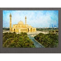 Al Fateh Grand Mosque, Manama Leinwanddruck, Bahrain Wandkunst, Moschee, Gemälde, Wandkunst von AroundWorldArt