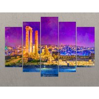 Amman Leinwanddruck, Skyline, Jordan Wandkunst, Gemälde, Canvas von AroundWorldArt