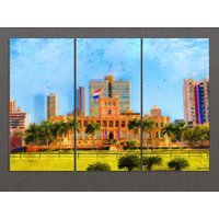 Asuncion Leinwand-Druck, Skyline, Wandkunst, Paraguay von AroundWorldArt