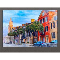 Charleston Leinwanddruck, Gemälde, Downtown, Wall Art, South Carolina von AroundWorldArt