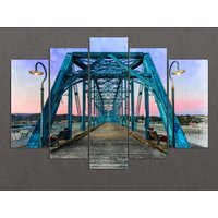 Chattanooga Leinwanddruck, Nussbaum Straße Brücke, Gemälde, Wandkunst, Tennessee von AroundWorldArt