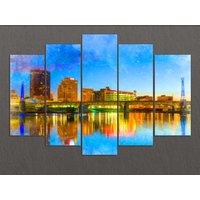 Dayton Leinwanddruck, Skyline, Gemälde, Wandkunst, Ohio von AroundWorldArt