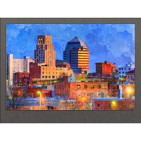 Durham Leinwanddruck, Skyline, Gemälde, Wandkunst, North Carolina Durham Leinwanddruck, Skyline, Gemälde, Wandkunst, North Carolina von AroundWorldArt