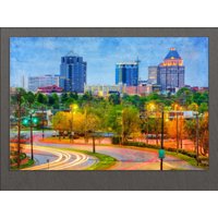 Greensboro Leinwanddruck, Skyline, Gemälde, Wandkunst, North Carolina von AroundWorldArt