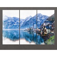 Hallstattsee, Liezen Leinwanddruck, Alpensee Druck, Alpen Wandkunst, Österreich von AroundWorldArt