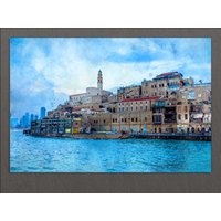 Jaffa, Tel Aviv-Yafo Leinwanddruck, Skyline, Israel Gemälde, Wandkunst, Leinwanddruck von AroundWorldArt