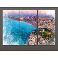 Jaffa Hafen, Tel Aviv-Yafo Leinwanddruck, Skyline, Israel Gemälde, Wandkunst, Leinwanddruck von AroundWorldArt