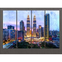 Kuala Lumpur Leinwanddruck, Gemälde, Skyline, Wandkunst, Malaysia von AroundWorldArt