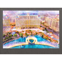Las Vegas Leinwand Druck, Skyline, Bellagio, Wandkunst von AroundWorldArt