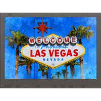 Las Vegas Leinwanddruck, Gemälde, Schild, Wandkunst, Nevada von AroundWorldArt