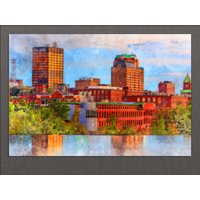Manchester Leinwanddruck, Skyline, Gemälde, Wall Art, New Hampshire von AroundWorldArt