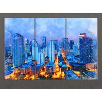 Manila Leinwanddruck, Philippinen Wandkunst, Leinwandkunst, Skyline, Gemälde, Print von AroundWorldArt