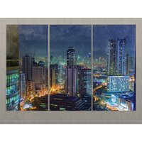 Manila Skyline, Leinwanddruck, Philippinen Wandkunst, Leinwandkunst, Gemälde, Druck von AroundWorldArt