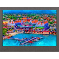 Oranjestad Leinwand Druck, Aruba Wandkunst, Skyline von AroundWorldArt