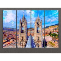 Quito Leinwand Druck, Skyline, Wandkunst, Ecuador von AroundWorldArt