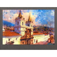 Quito Leinwand Druck, Skyline, Wandkunst, Ecuador von AroundWorldArt