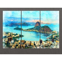 Rio De Janeiro Leinwanddruck, Bild, Skyline, Wandkunst, Brasilien von AroundWorldArt