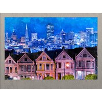 San Francisco Leinwanddruck, The Painted Ladies Wandkunst, Skyline, Wandkunst von AroundWorldArt