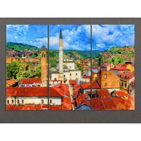 Sarajevo Leinwand Druck, Skyline, Wandkunst, Bosnien Und Herzegowina von AroundWorldArt