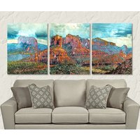 Sedona Leinwand Druck, Panorama, Malerei, Wandkunst, Arizona Kunst von AroundWorldArt