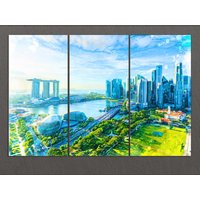 Singapur Leinwanddruck, Skyline, Wandkunst, Gemälde, Druck Singapur Leinwanddruck, Skyline, Wandkunst, Gemälde, Druck von AroundWorldArt