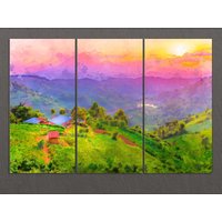 Uganda Leinwanddruck, Kisoro Skyline, Wandkunst, Leinwand, Malerei, Druck von AroundWorldArt