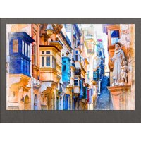 Valletta Leinwanddruck, Gemälde, Downtown, Wall Art, Malta von AroundWorldArt